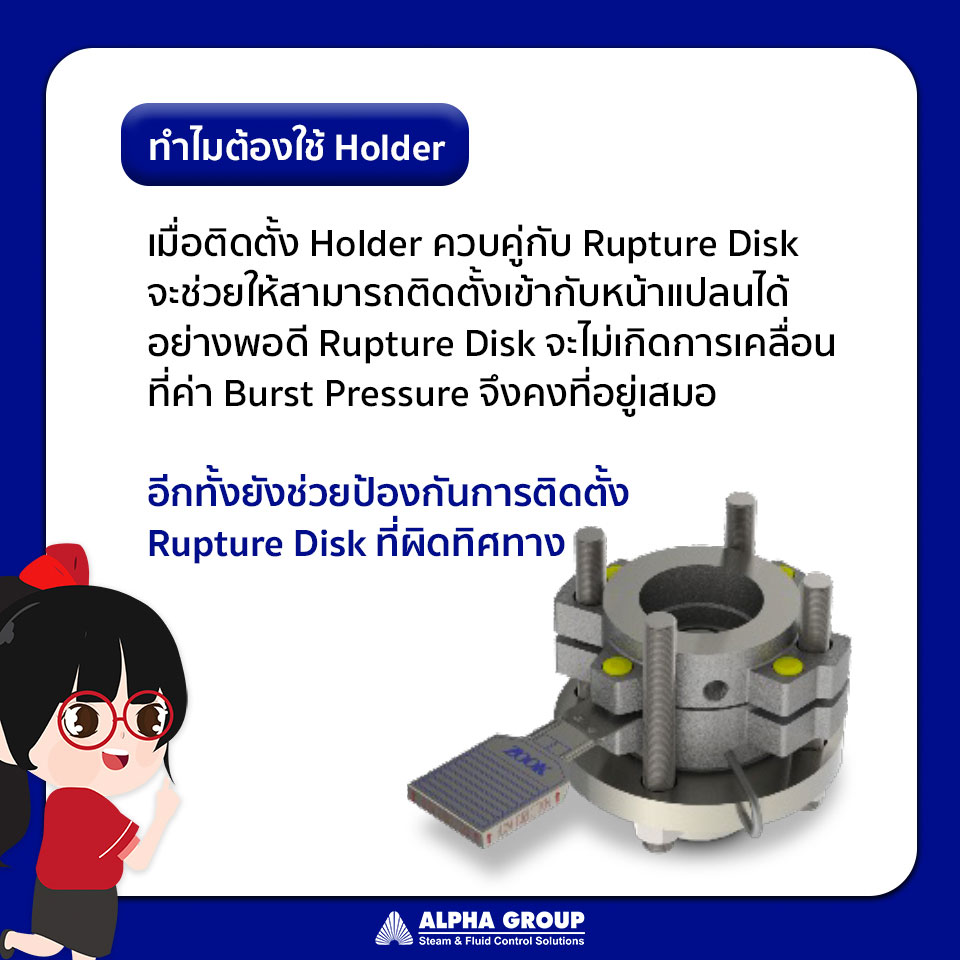 Holder เป็นอีกอุปกรณ์สำหรับติดตั้งควบคู่กับ Rupture Disk